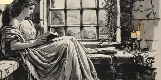 A woman reading beside a weathered castle window